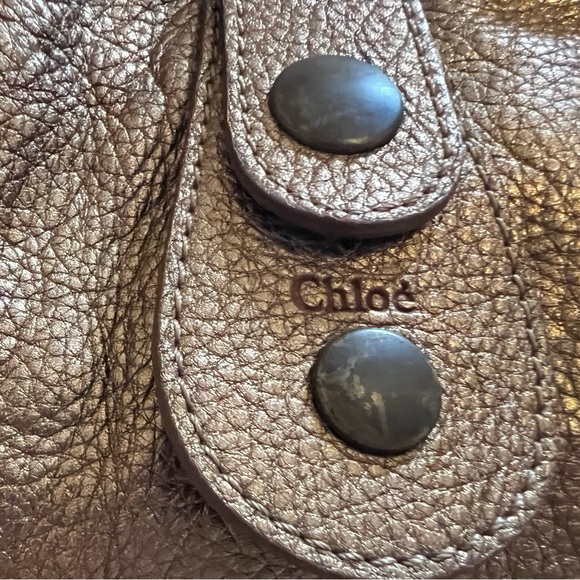 ✨✨CHLOE Metallic Gold Leather Silverado Bag Pewter Shade - Picture 3 of 14